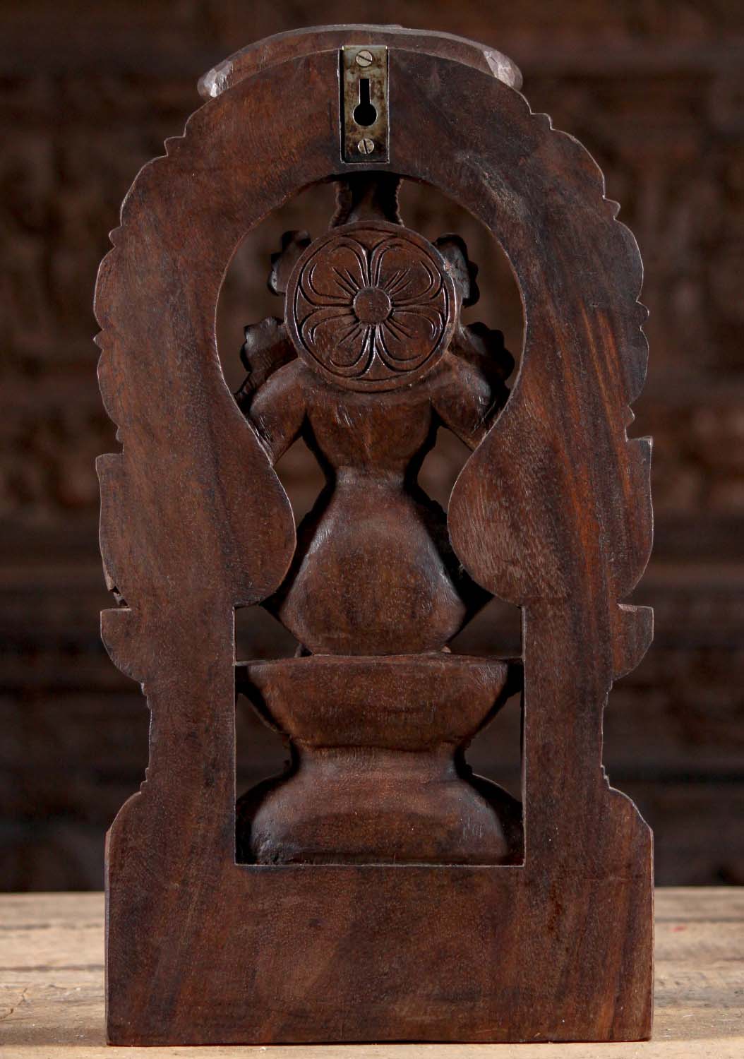 Wood Seated Hindu God Ayyappan Statue 18"