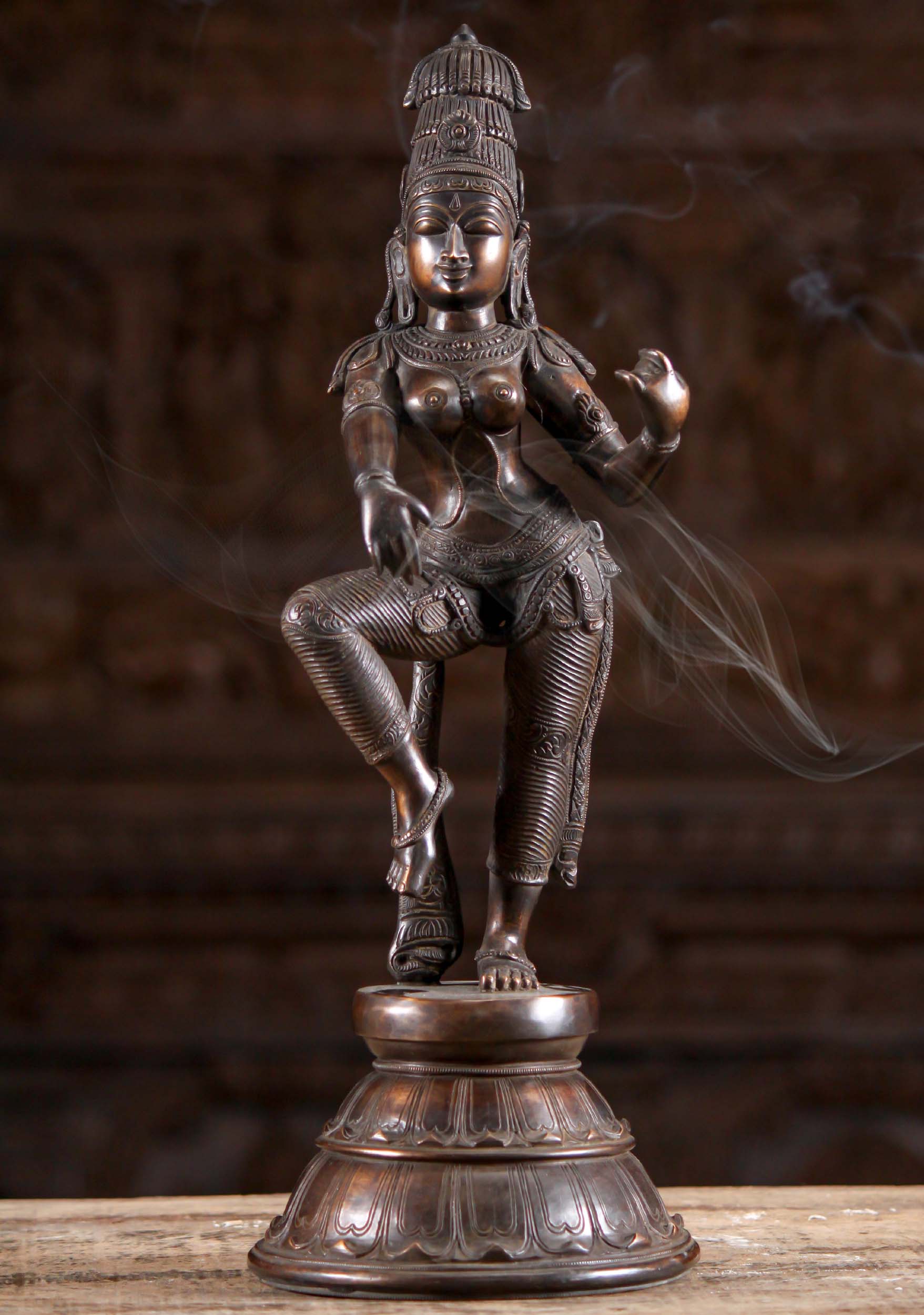 Beautiful Bronze Dancing Hindu Goddess Parvati Statue Perfect for Home Altar 18"