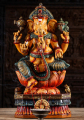 Painted Wood Ganesh Statue with Mango 24"