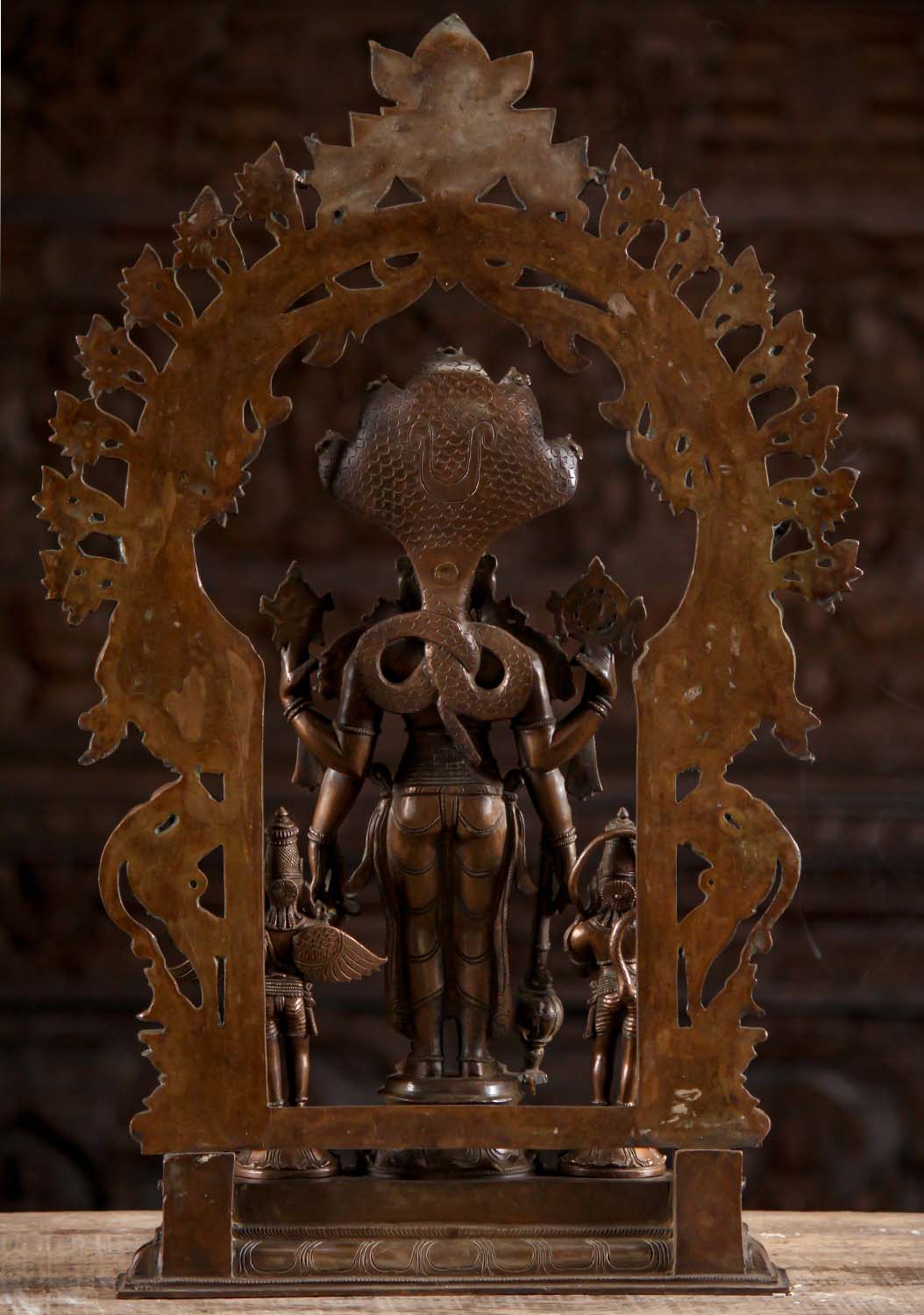 Bronze Vishnu Statue with Hanuman & Garuda 25"