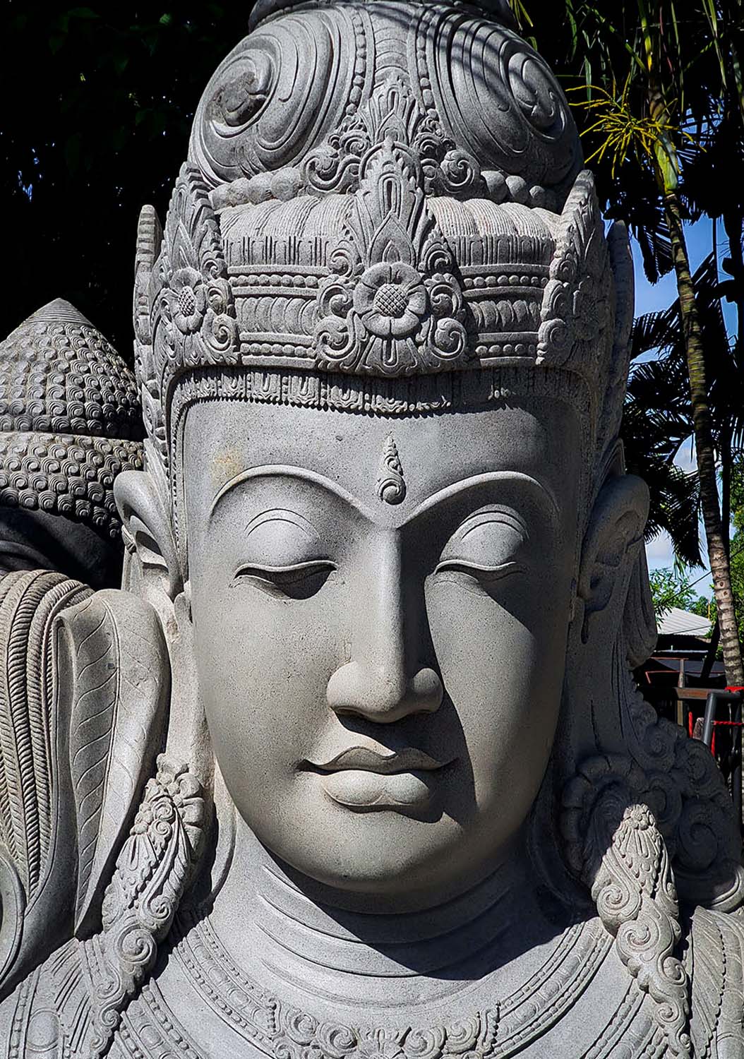 PREORDER Enormous Stone Devi Garden Bust Hand Carved from One Block of Stone in Java 98"