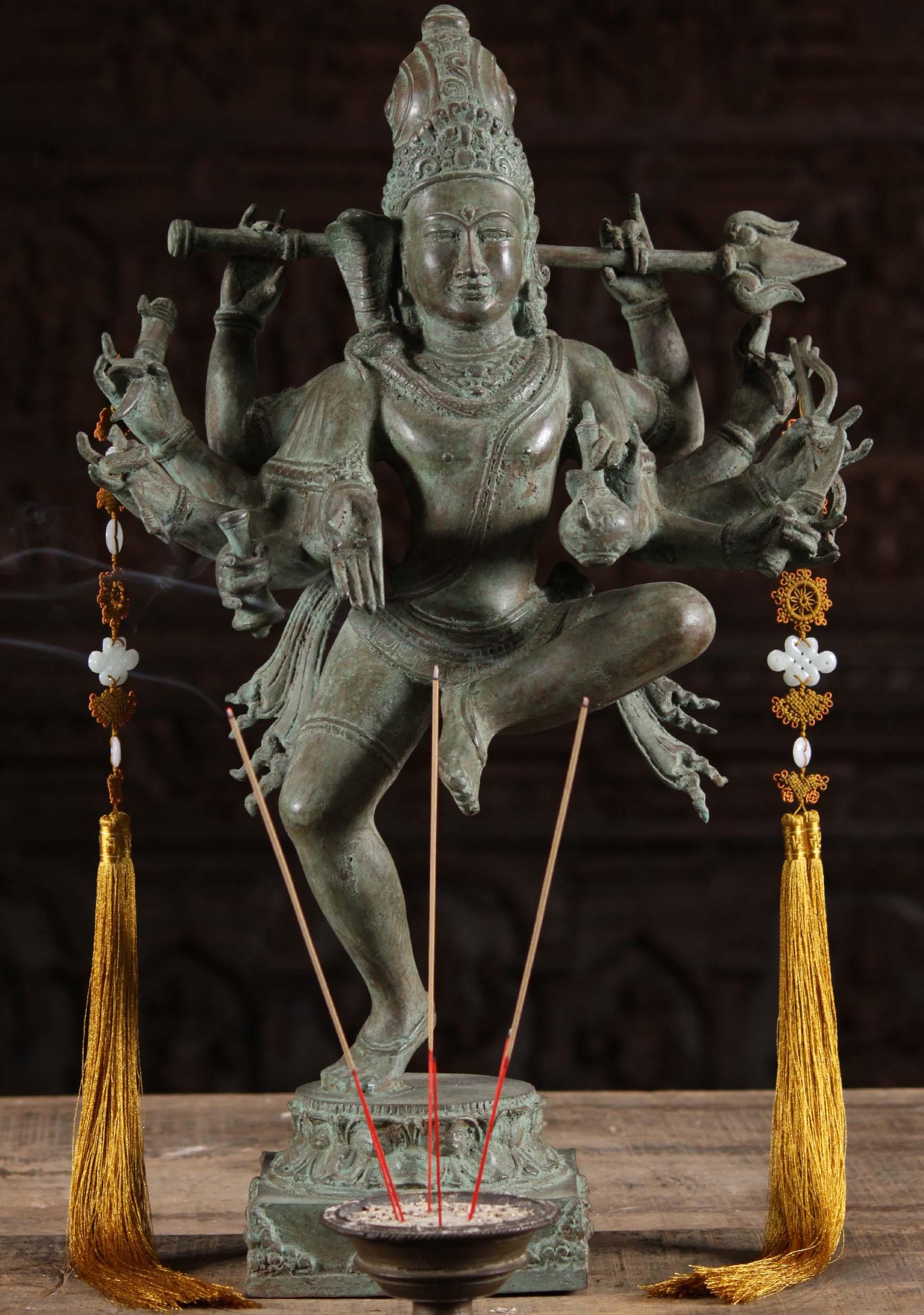 Sold Brass Dancing Shiva Statue With 10 Arms 24 81bb29 Hindu Gods