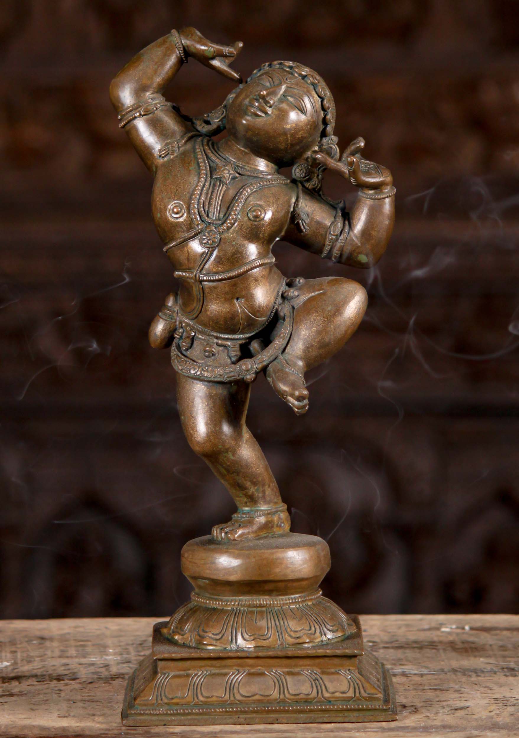 Bronze Krishna Bala Dancing Statue 16"