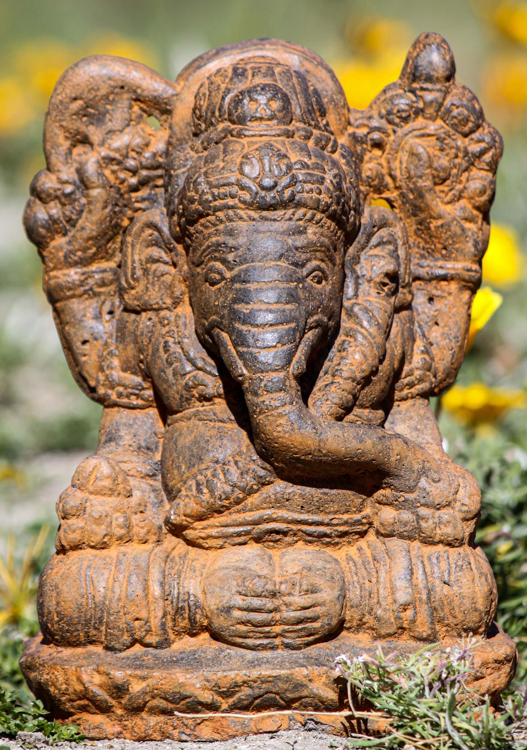 SOLD Lava Stone and Resin Garden Ganesha Statue 11.5