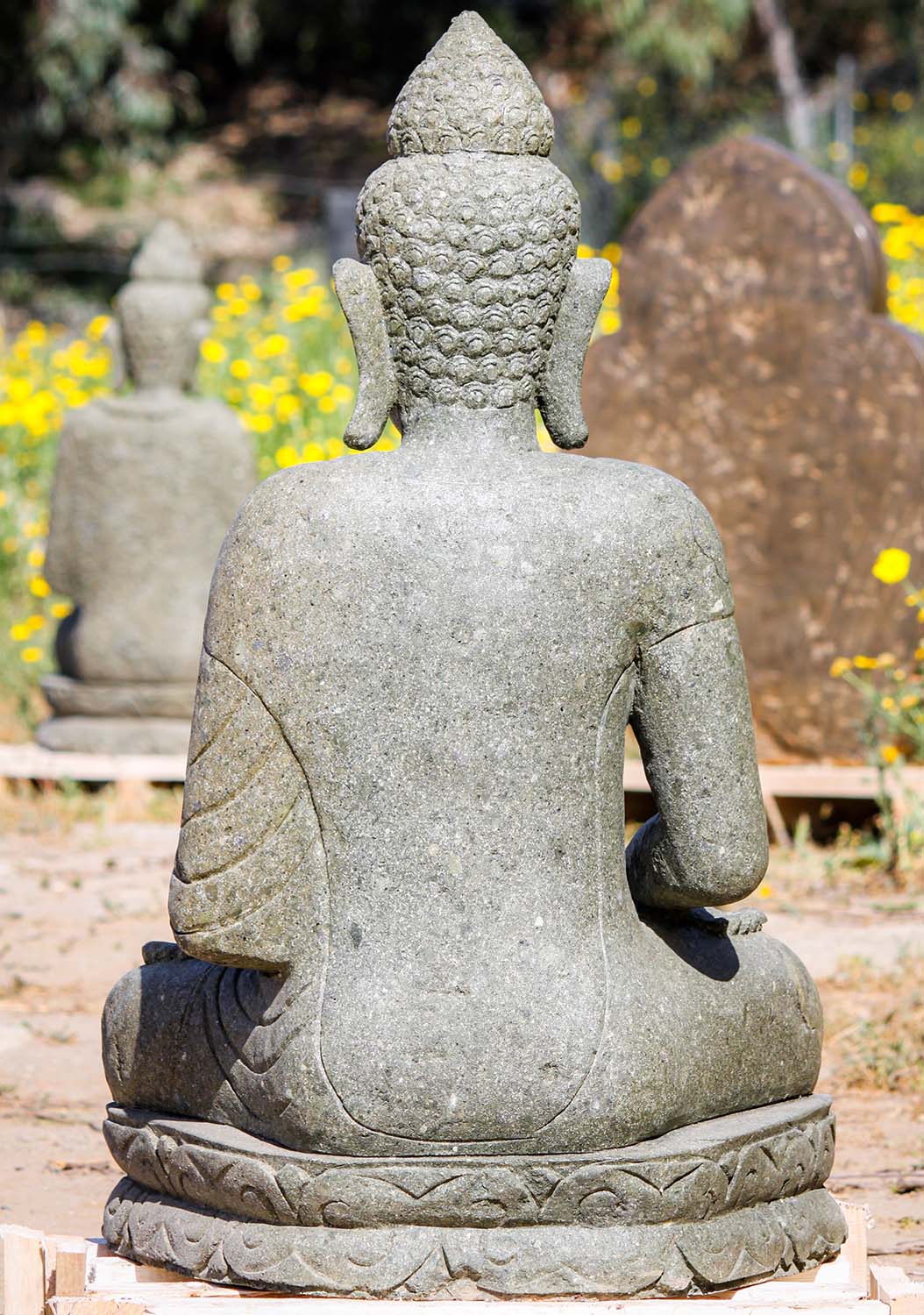 Stone Buddha Granting Boons Statue 40"
