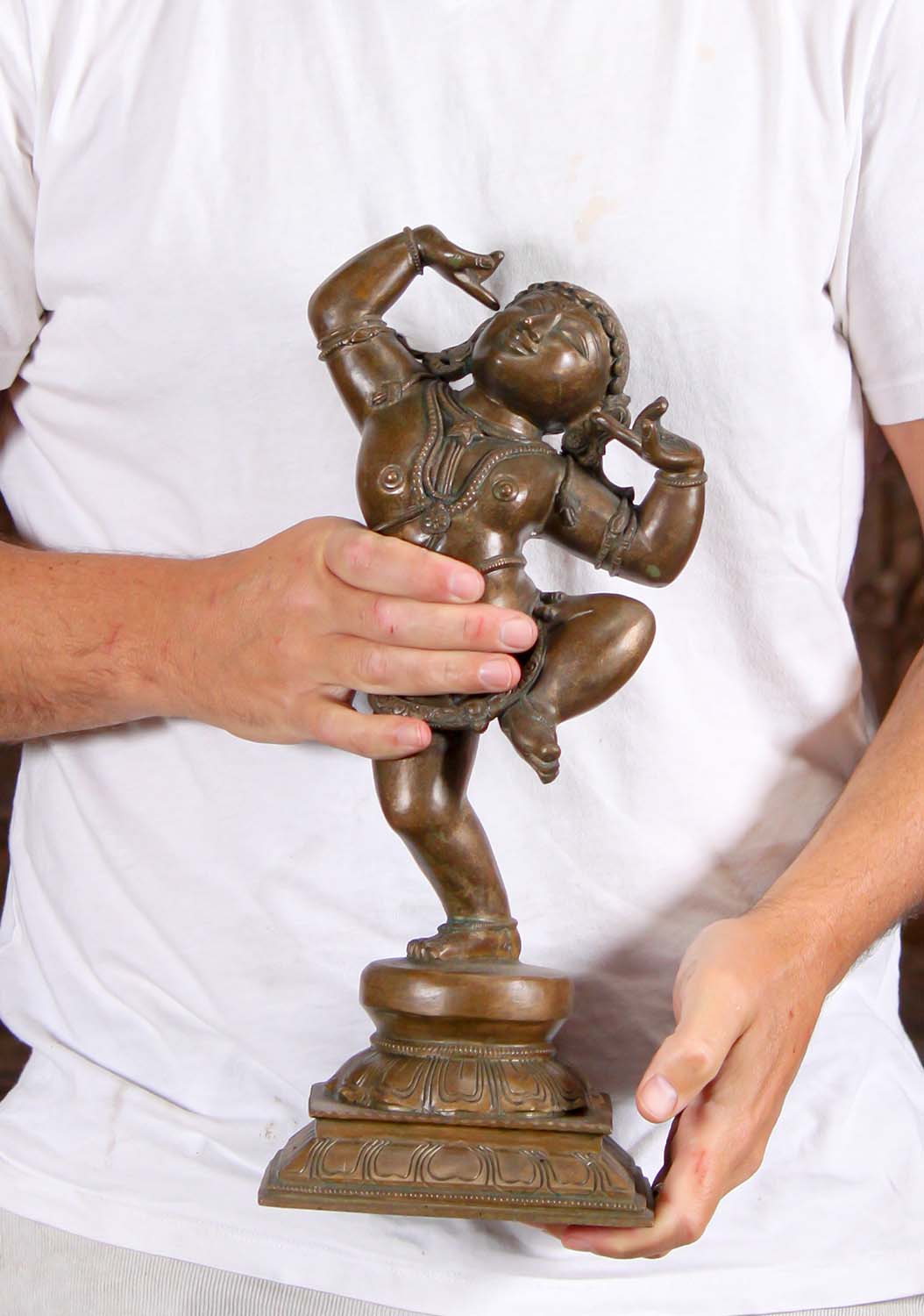 Bronze Krishna Bala Dancing Statue 16"