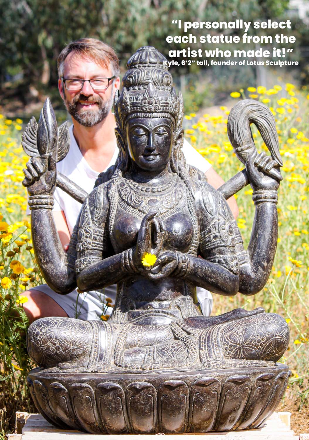 Stunning Stone Devi Tara Garden Statue 42"