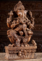 Wood Seated Ganesh Statue with Small Rat 24"