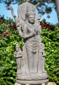 Antique Stone Vishnu with Bhodevi & Sridevi Statue Hand Carved in Indonesia 40"