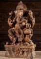 Wood Seated Ganesh Statue with Small Rat 24"