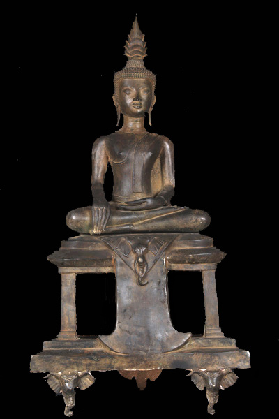 Brass Buddha on Elephant Base 43"