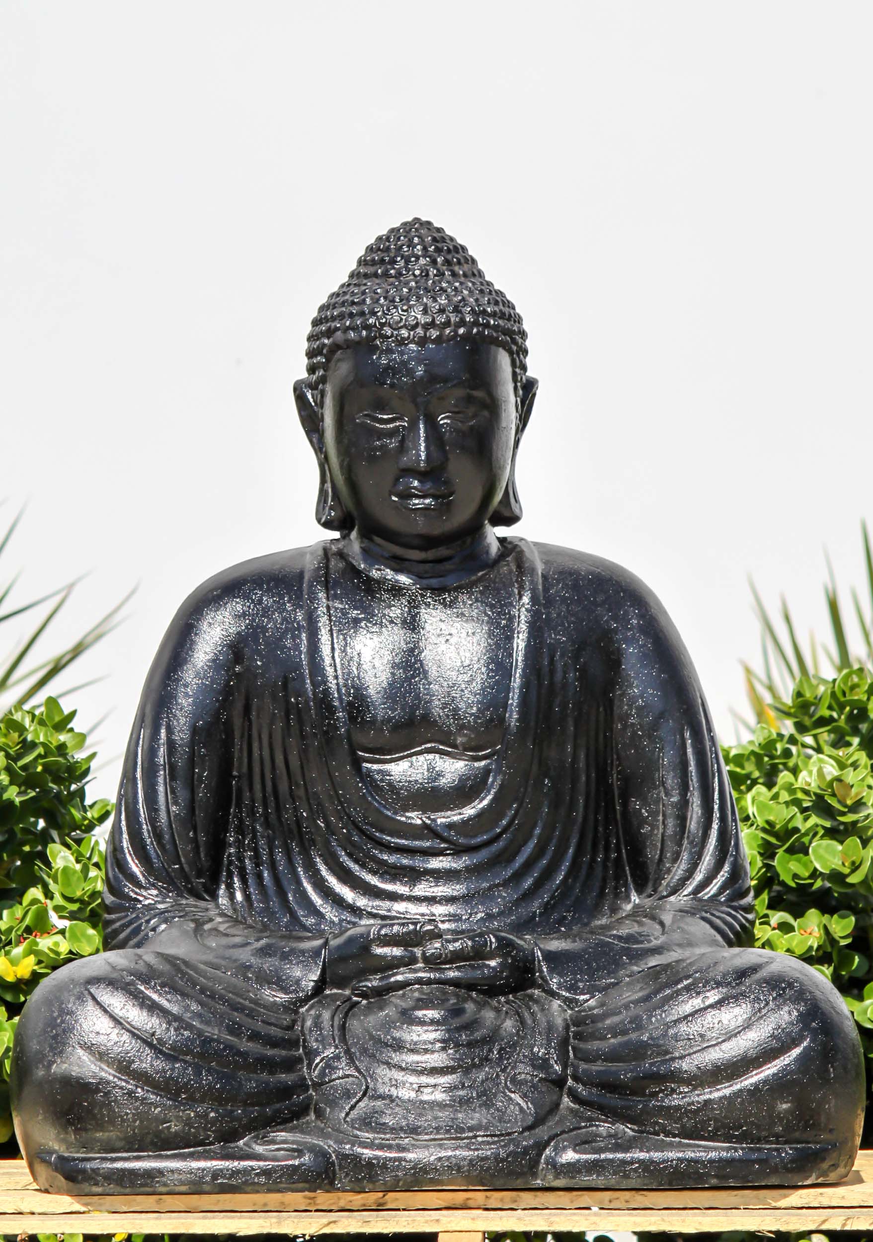 New Age Source Resin Statues Buddha Black 4 Inches 