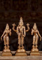 Bronze Hindu God Vishnu Sculpture with Shreedevi & Bhudevi Hand Crafted 12"