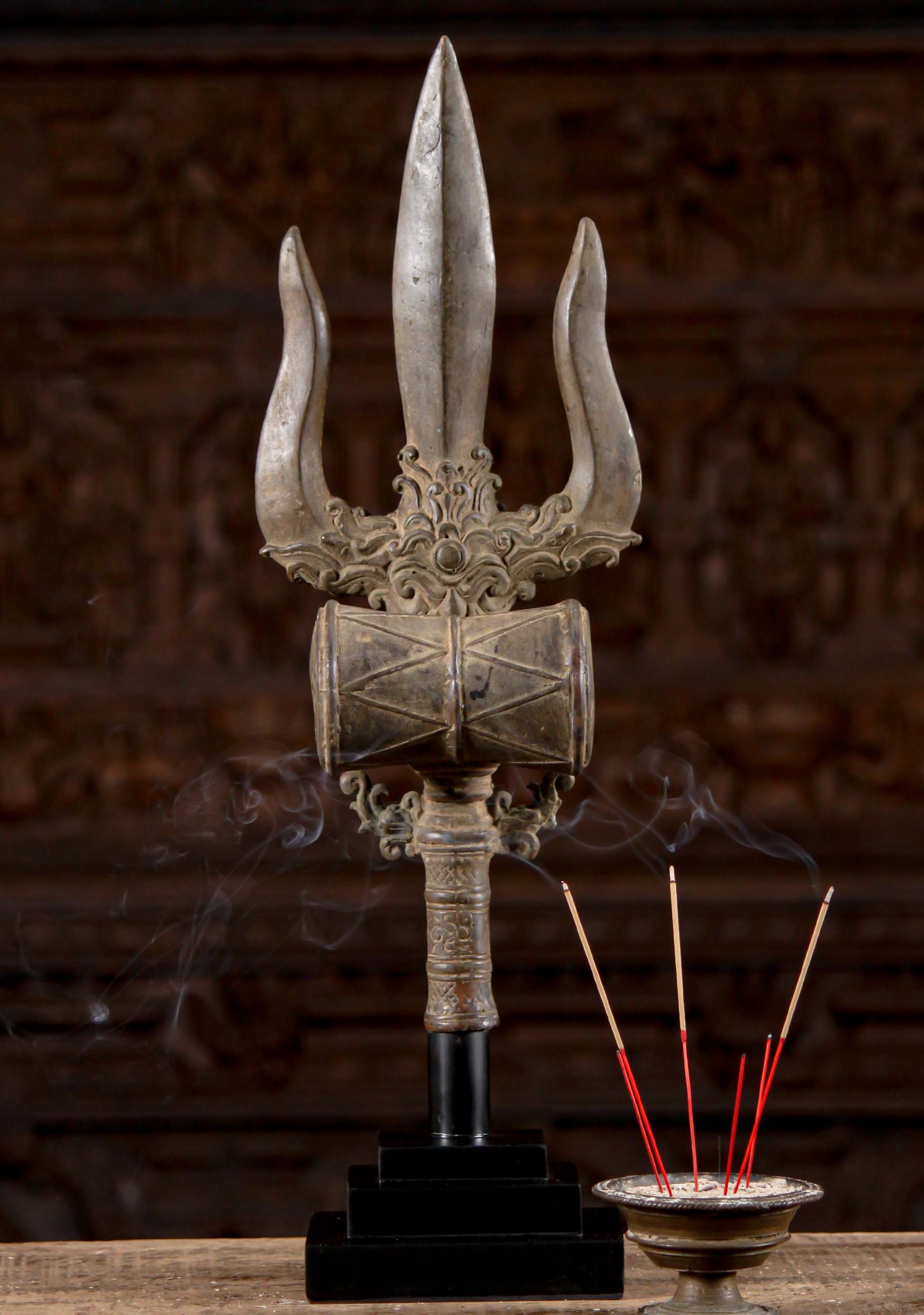 Shiva's Trishul or Trident with Drum 24" (#134bb5): Hindu Gods & Buddha