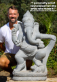 Large Stone Ganesh Dancing with Rat on Lotus Base Hand Carved Outdoor Garden Statue 40"
