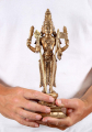 Polished Bronze Hindu God Murugan Sculpture with Consorts Valli & Devasena 12"