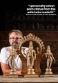 Hindu God Vishnu Sculpture Golden Bronze under Arch with Shreedevi & Bhudevi Hand Crafted 23"