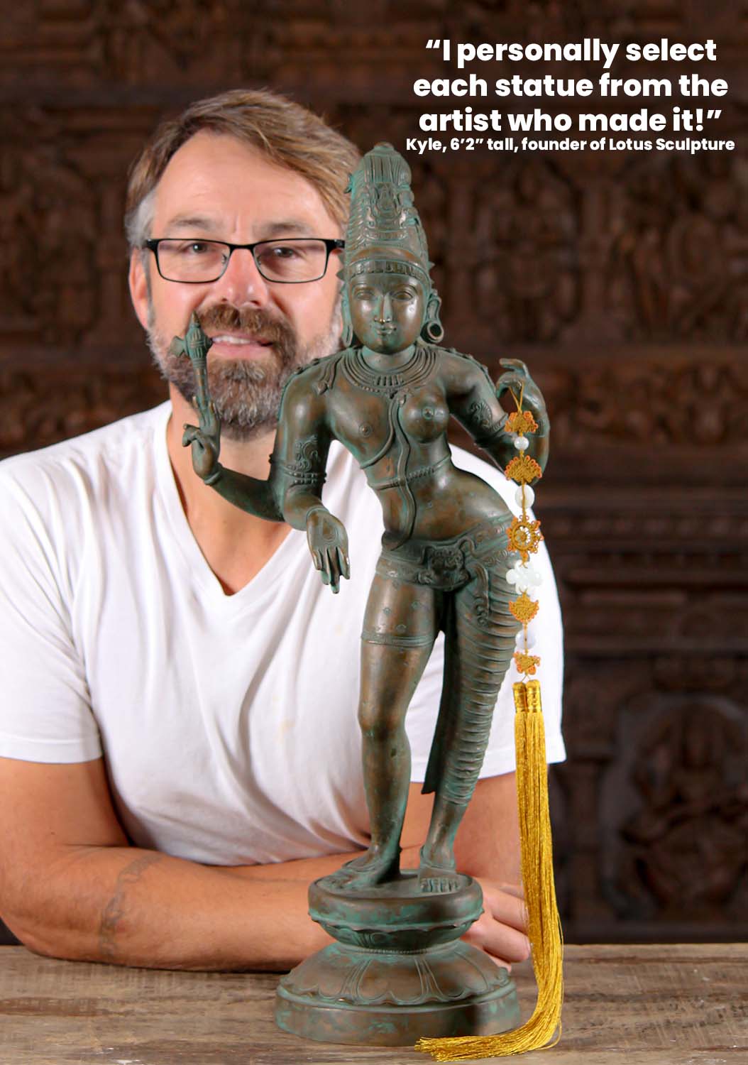 Tall Bronze Standing Shiva as Lord Ardhanari with Antique Green Patina Half Shiva, Half Par