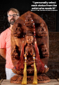 Wooden Statue of Lord Buddha Surrounded by 5 Smaller Buddhas All in Uttarabodhi Mudra 41"