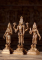 Bronze Hindu God Vishnu Sculpture with Shreedevi & Bhudevi Hand Crafted 12"