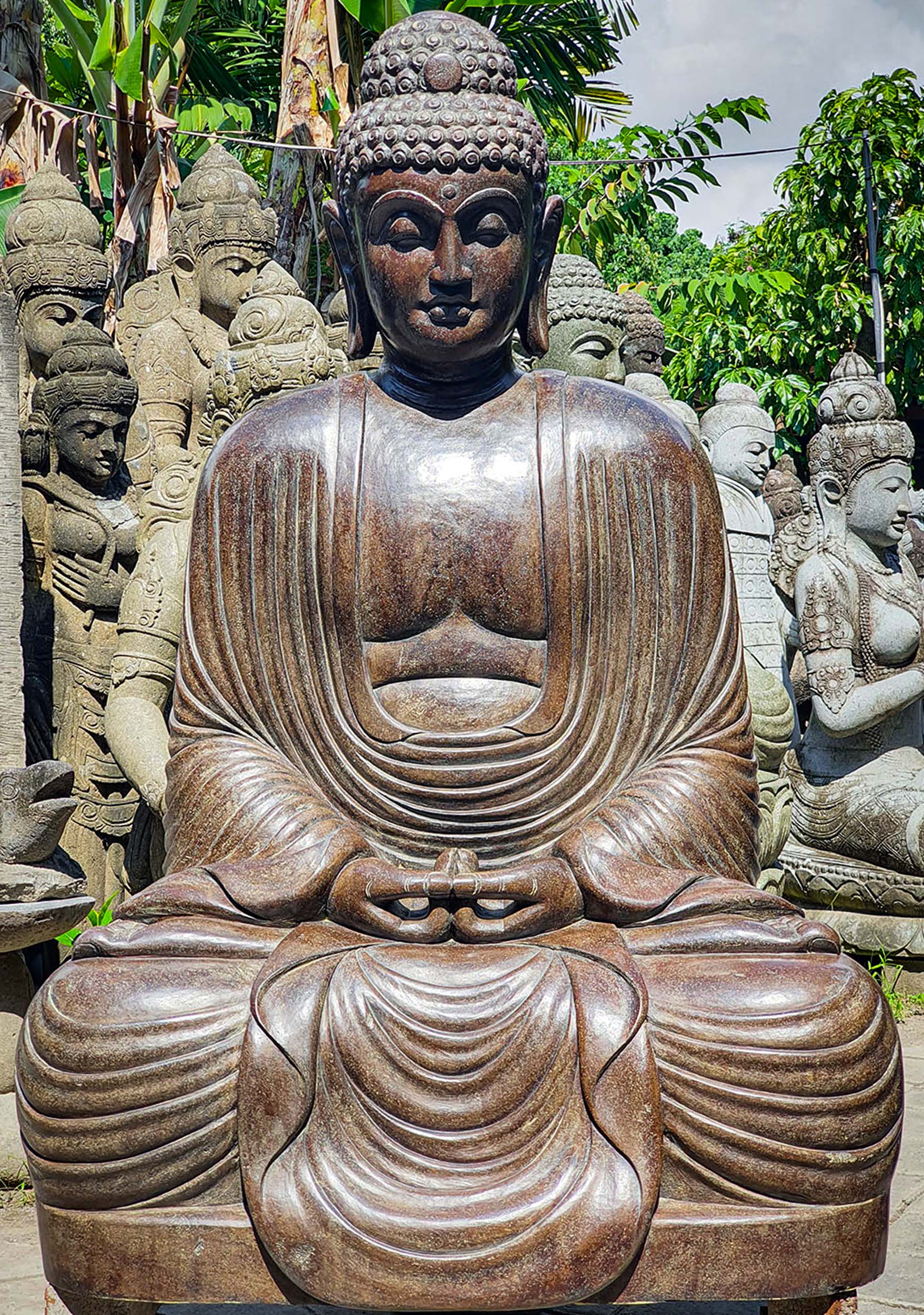SOLD Stone Seated Hand Carved Meditating Japanese Kamakura Diabutsu ...