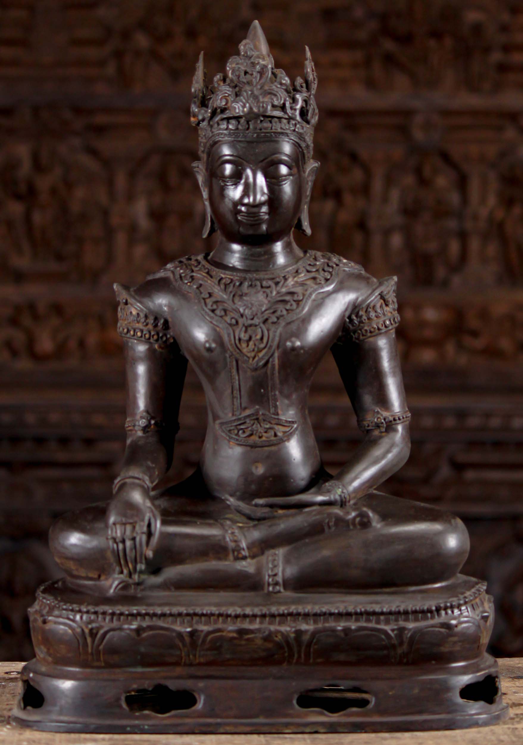 Thai Brass Royal Buddha Statue Meditating in Ardhapadmasana or Half Lotus Position 20"