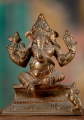 Small South Indian Panchaloha Altar Ganesha Statue Seated wit Mooshika Rat 4"