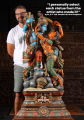 Wood Krishna In Passionate Embrace of His Favorite Gopi, Radha on Mountain 60"