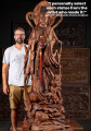 Hand Carved Wood Kwan Yin Standing on a Lotus Flower with Her Child Alcolytes 80"