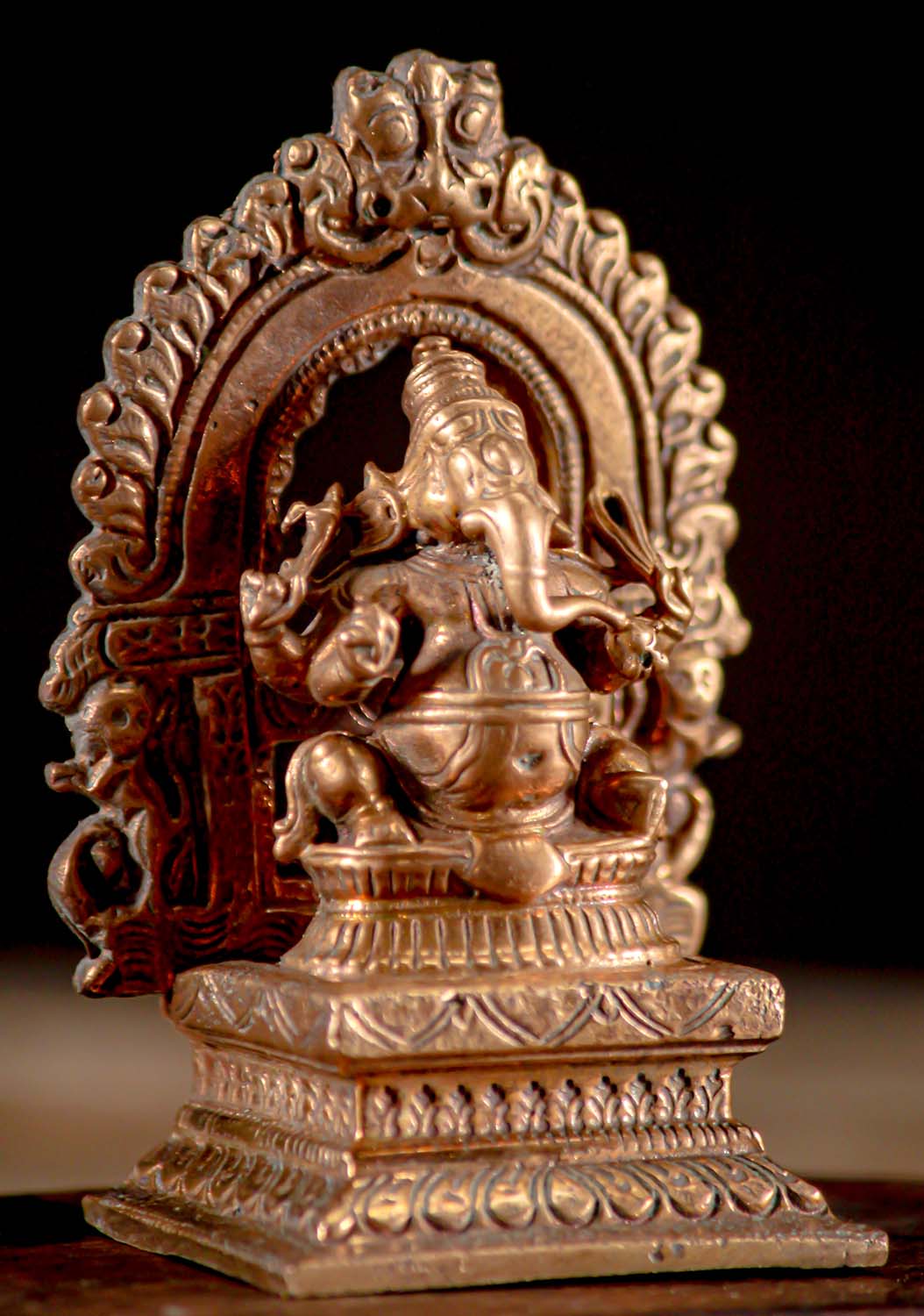 Small Lost Wax Bronze Hindu God Ganesh Statue Perfect for Small Home Altar 3"