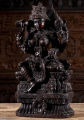 Neem Wood Hand Carved Shakti Mariamman Statue Seated on Double Lotus Base 24"