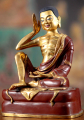 Gold Gilded Copper Lost Wax Seated Milarepa Tibetan Siddha Buddhist Disciple 7"