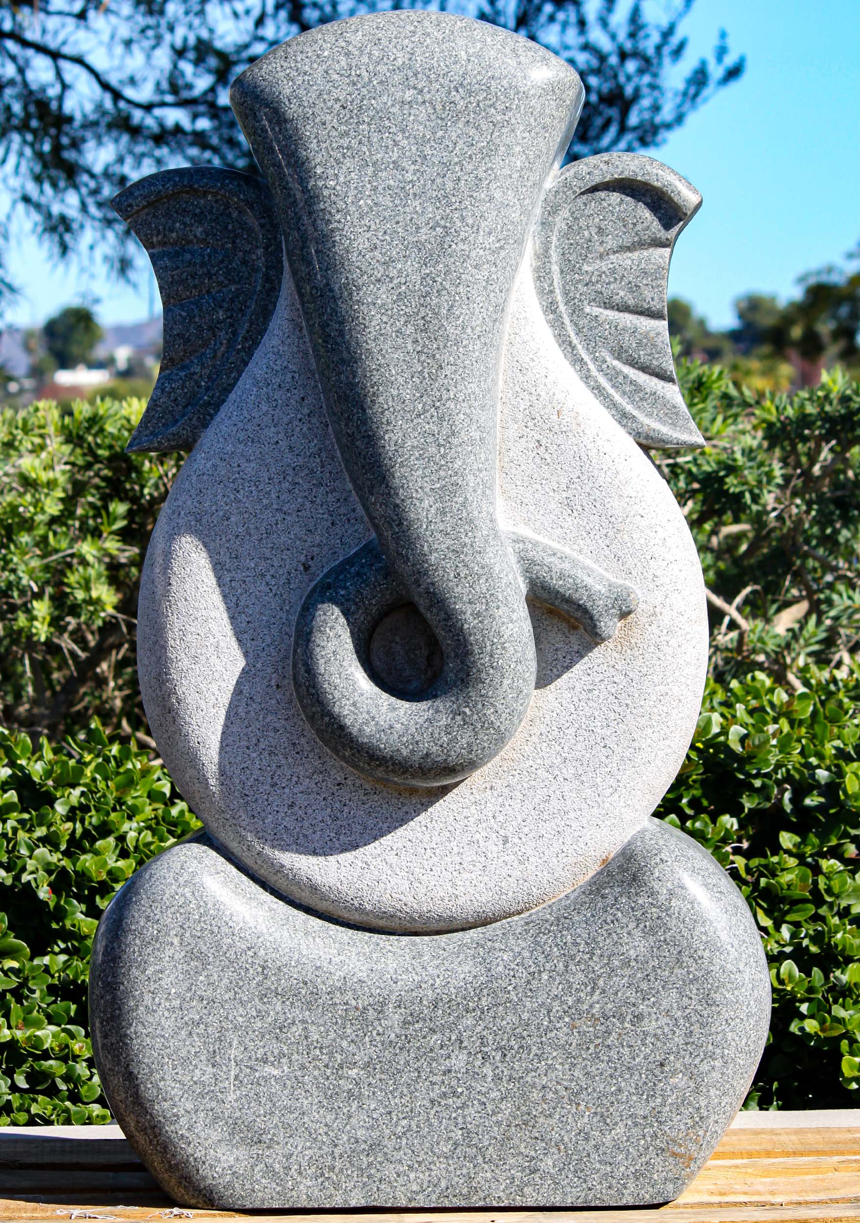 Large Grey Sadarahalli Granite Modern Stone Abstract Ganesha Carving 48"