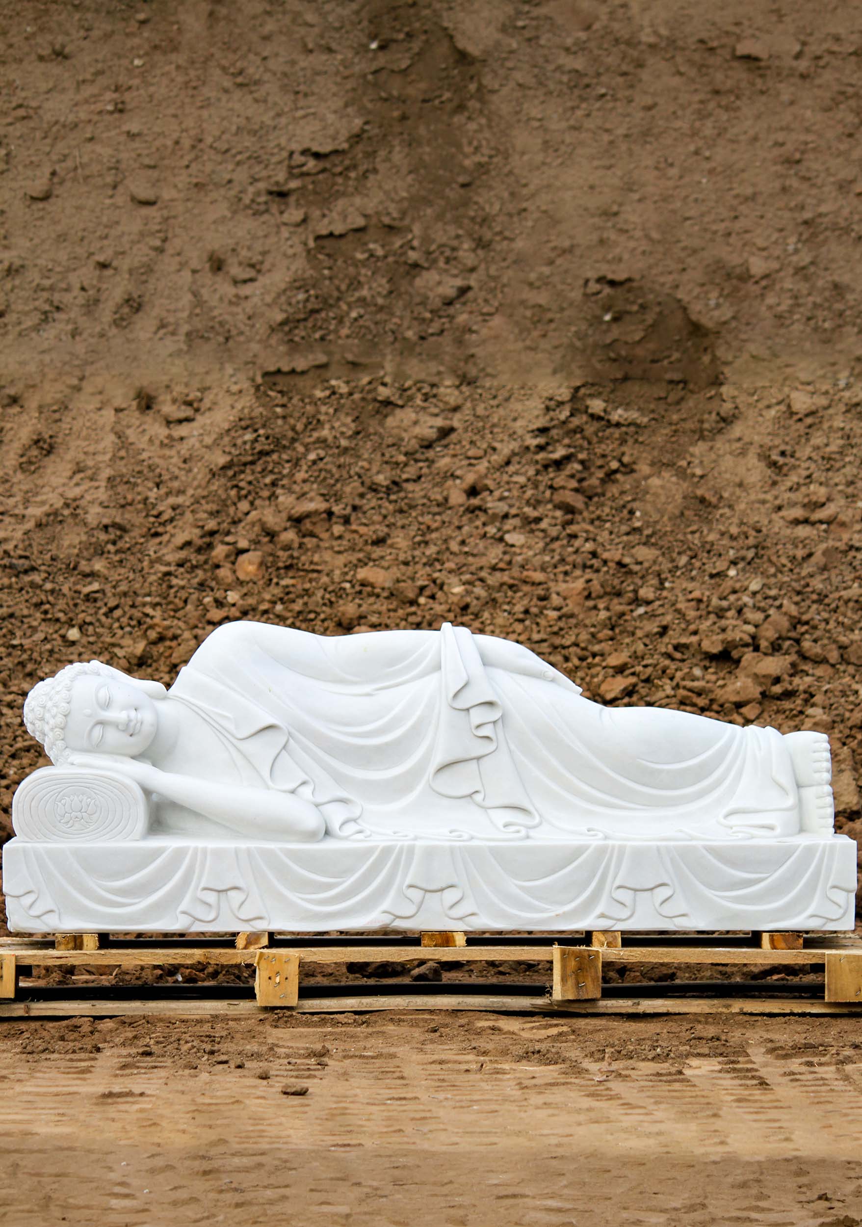 Large White Marble Reclining Sleeping Garden Buddha Statue The Buddha's Pose Before Dying 60"