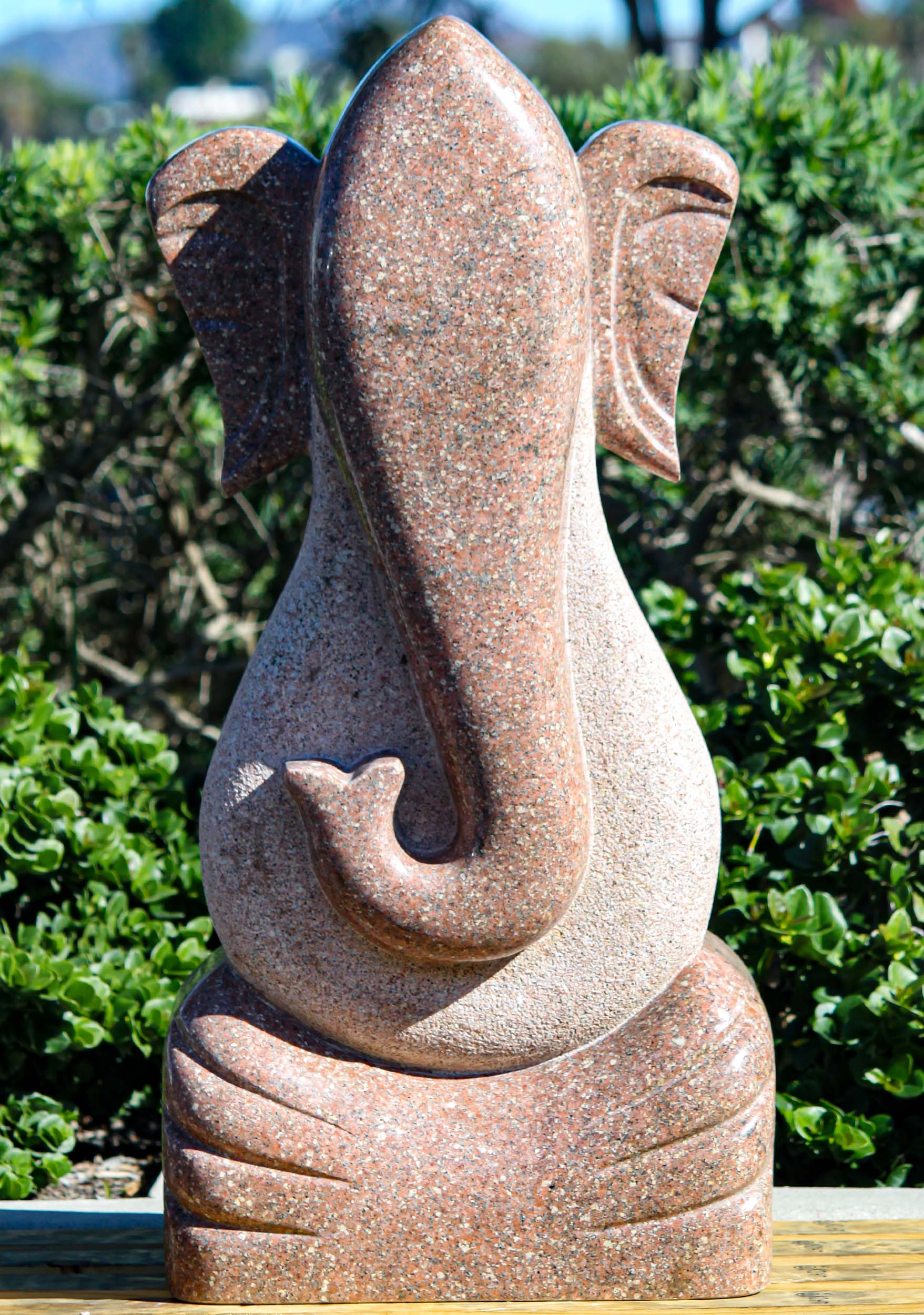 Red Pink Multi Colored Granite Abstract Modern Ganapathi Sculpture Perfect in Any Garden 37"