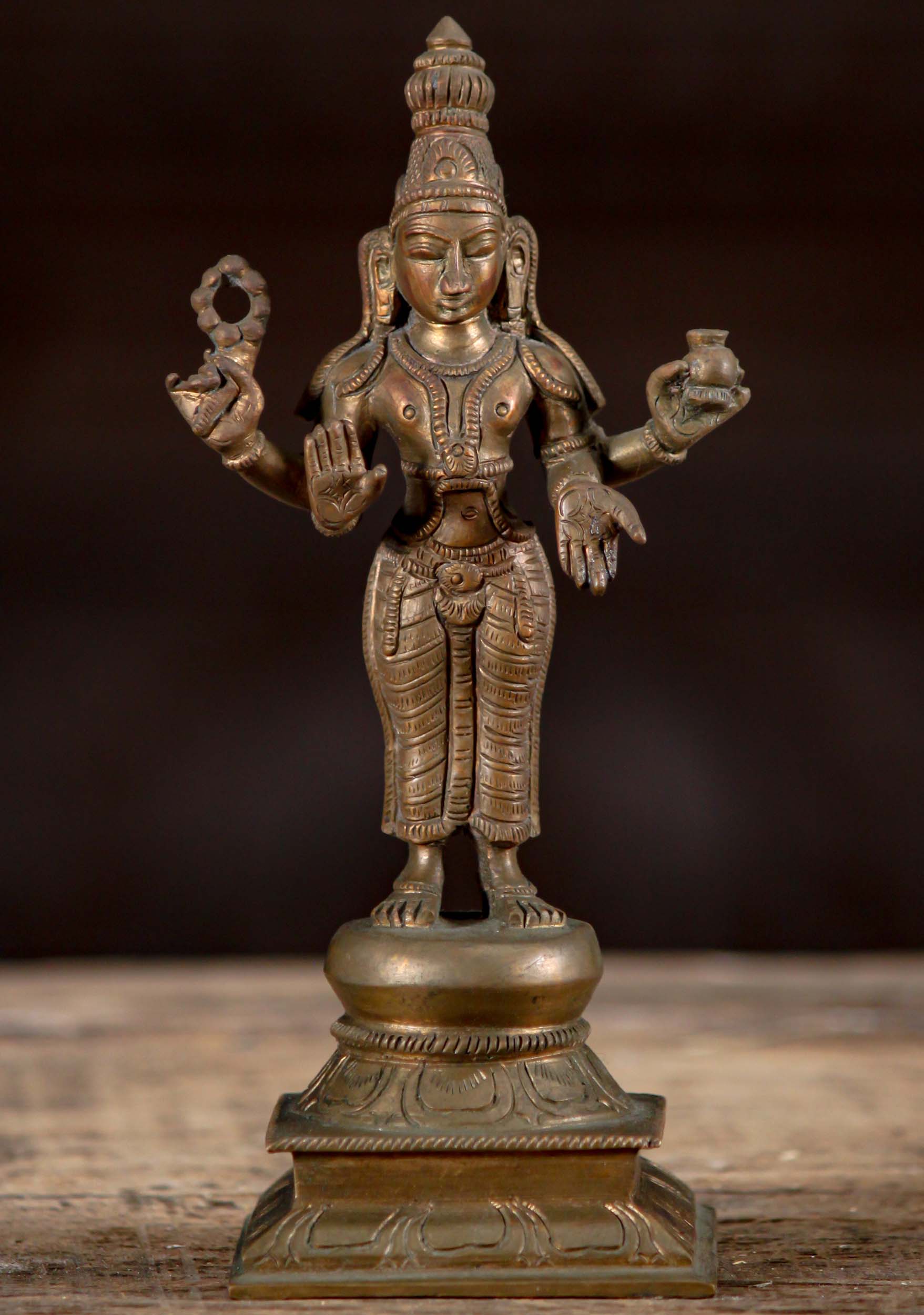 Small South Indian Panchaloha Bronze Statue of Murugan as Brahma Sastha 6.5"