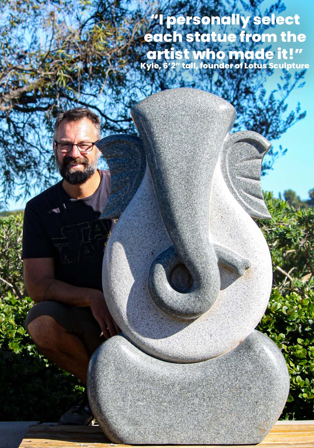 Large Grey Sadarahalli Granite Modern Stone Abstract Ganesha Carving 48"