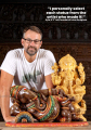 Wooden Brown Painted Ganesh Statue in a Completely Relaxed Pose Reclining on a Pillow 26"