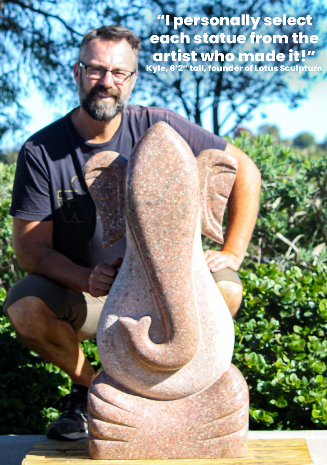 Red Pink Multi Colored Granite Abstract Modern Ganapathi Sculpture Perfect in Any Garden 37"