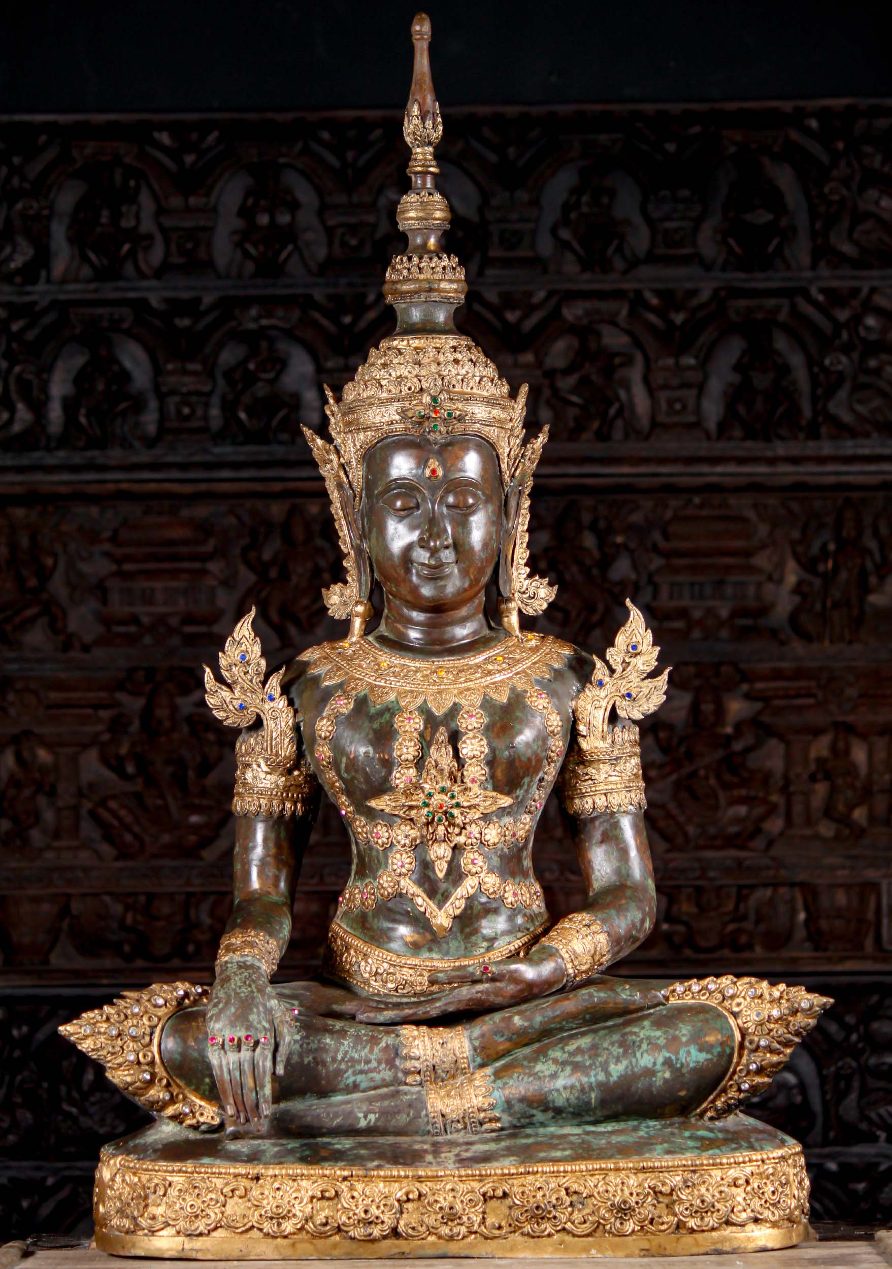 Brass Royal Thai Buddha Statue Earth Touching Bhumisparsha Mudra Thai Buddharupa 50"