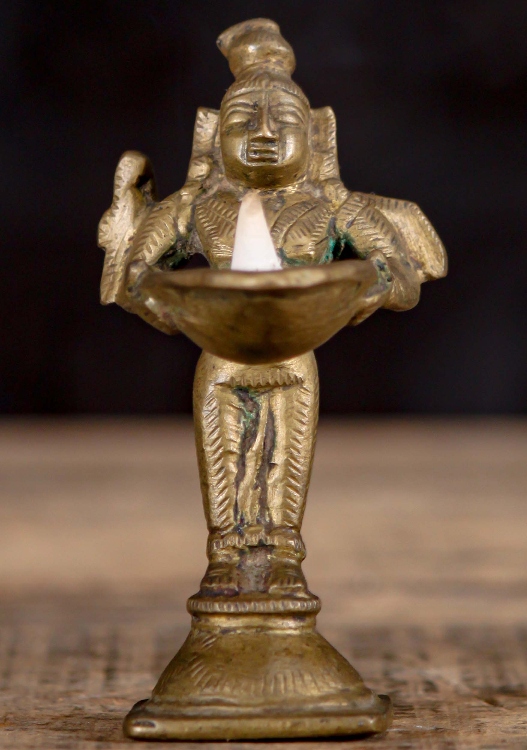 Small Brass Deepa Lakshmi Statue Holding Deepam Lamp Perfect for Diwali