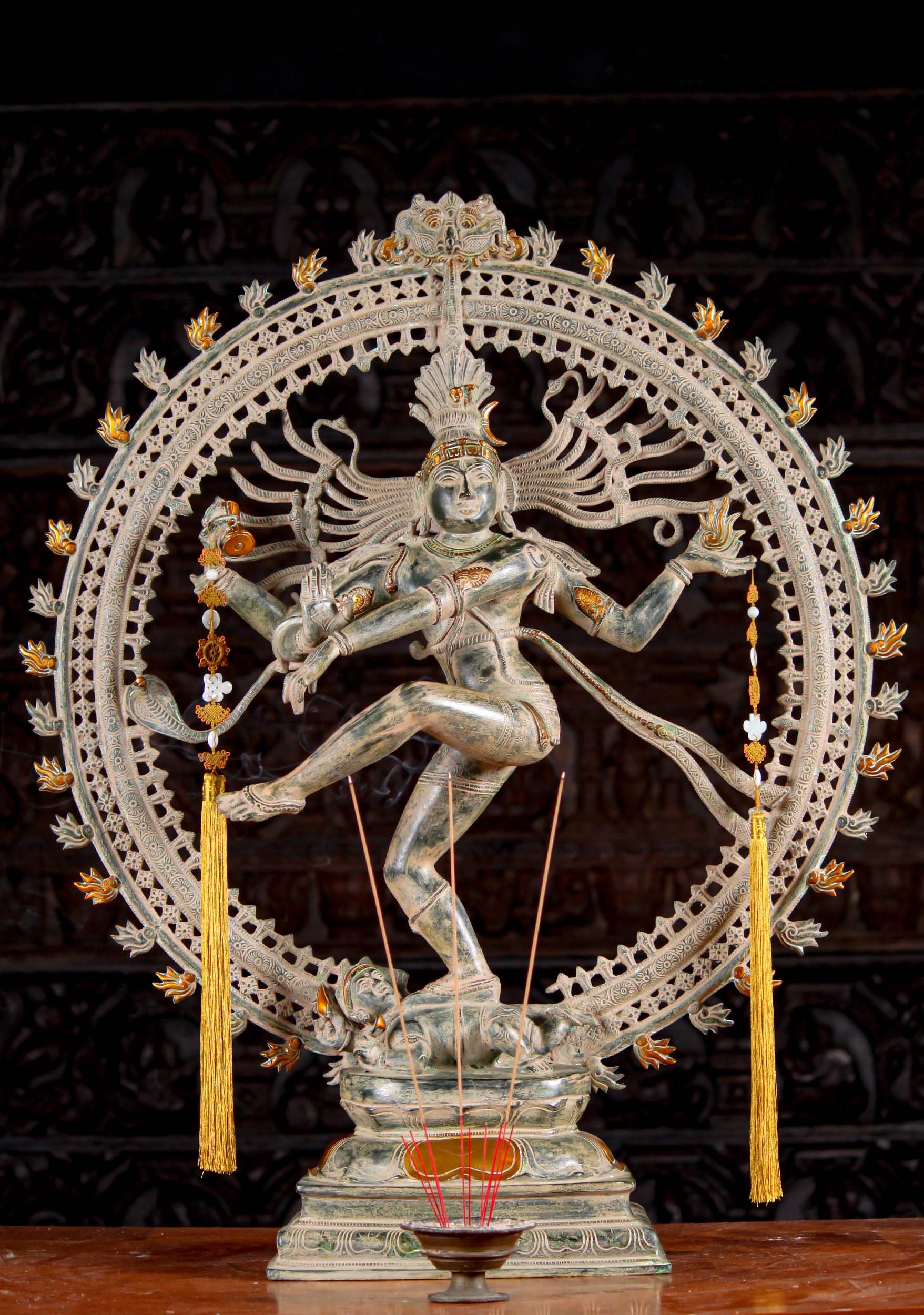 SOLD Brass Mystical Shiva as Lord of Dance, Nataraja Statue with Unique  Triple Layered Arch 37