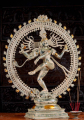 Brass Mystical Shiva as Lord of Dance, Nataraja Statue with Unique Triple Layered Arch 37"