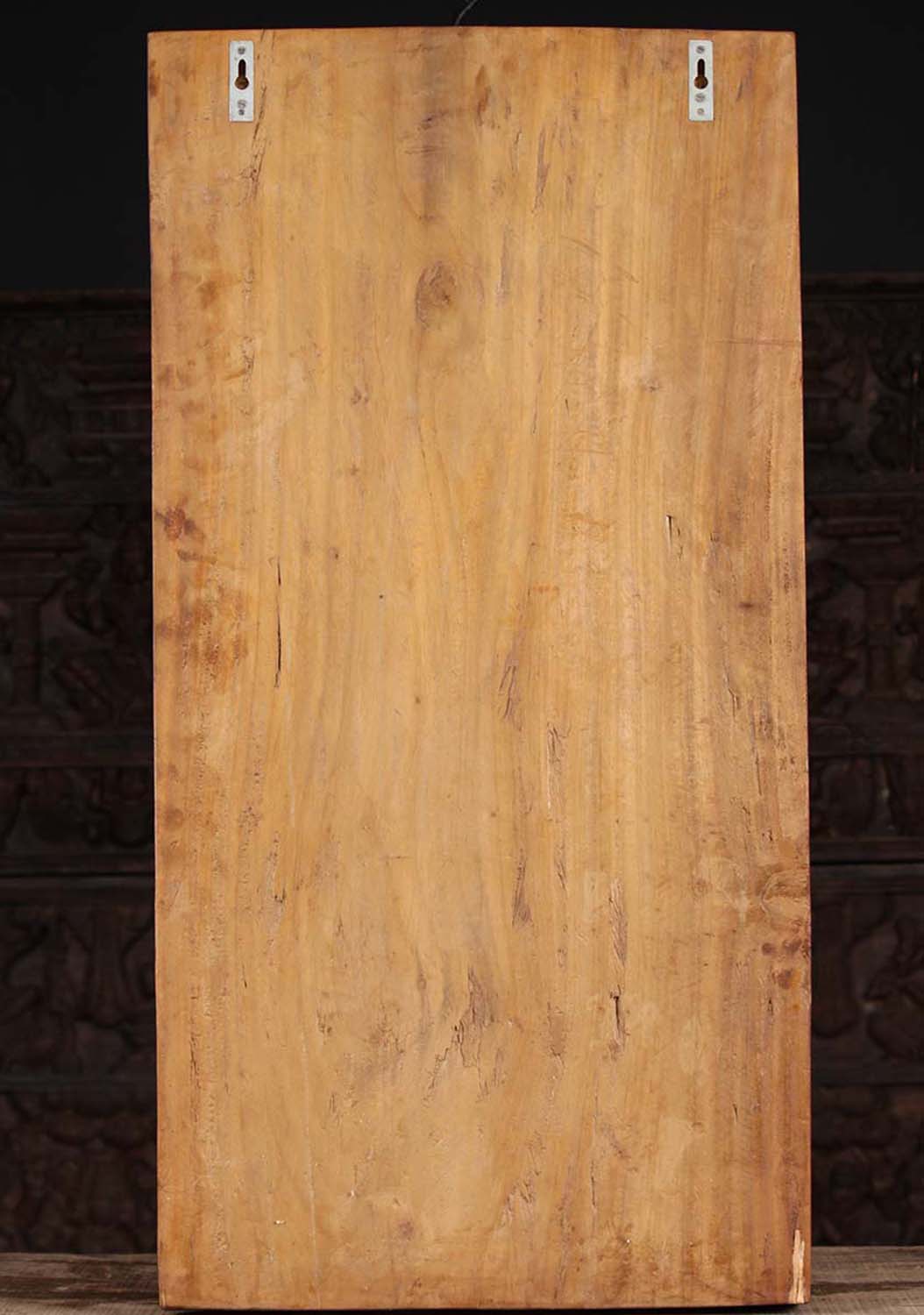 Beautifully Hand Carved Hindu Goddess of Knowledge, Saraswati Wood Panel 30"