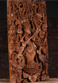 Beautifully Hand Carved Hindu Goddess of Knowledge, Saraswati Wood Panel 30"