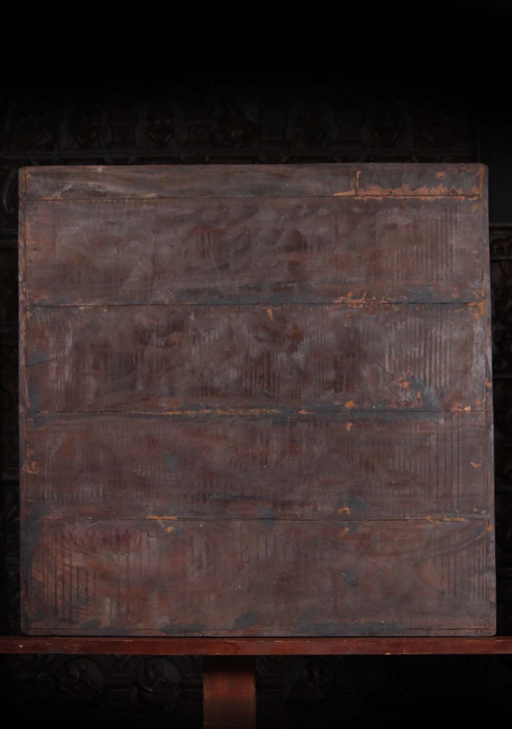 Large Square Wooden Hindu Wall Panel of Saraswati, Lakshmi, and 9 Ganesha 49.5"x49.5"