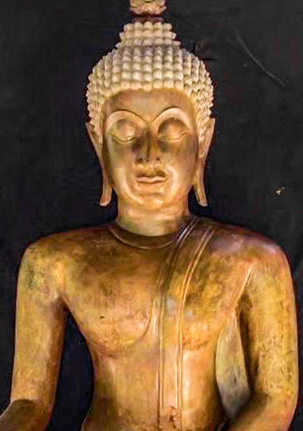 CUSTOM Huge Buddha Statue Antique Patina Sukhothai Style Earth Touching Ardhapadmasana 84.5"