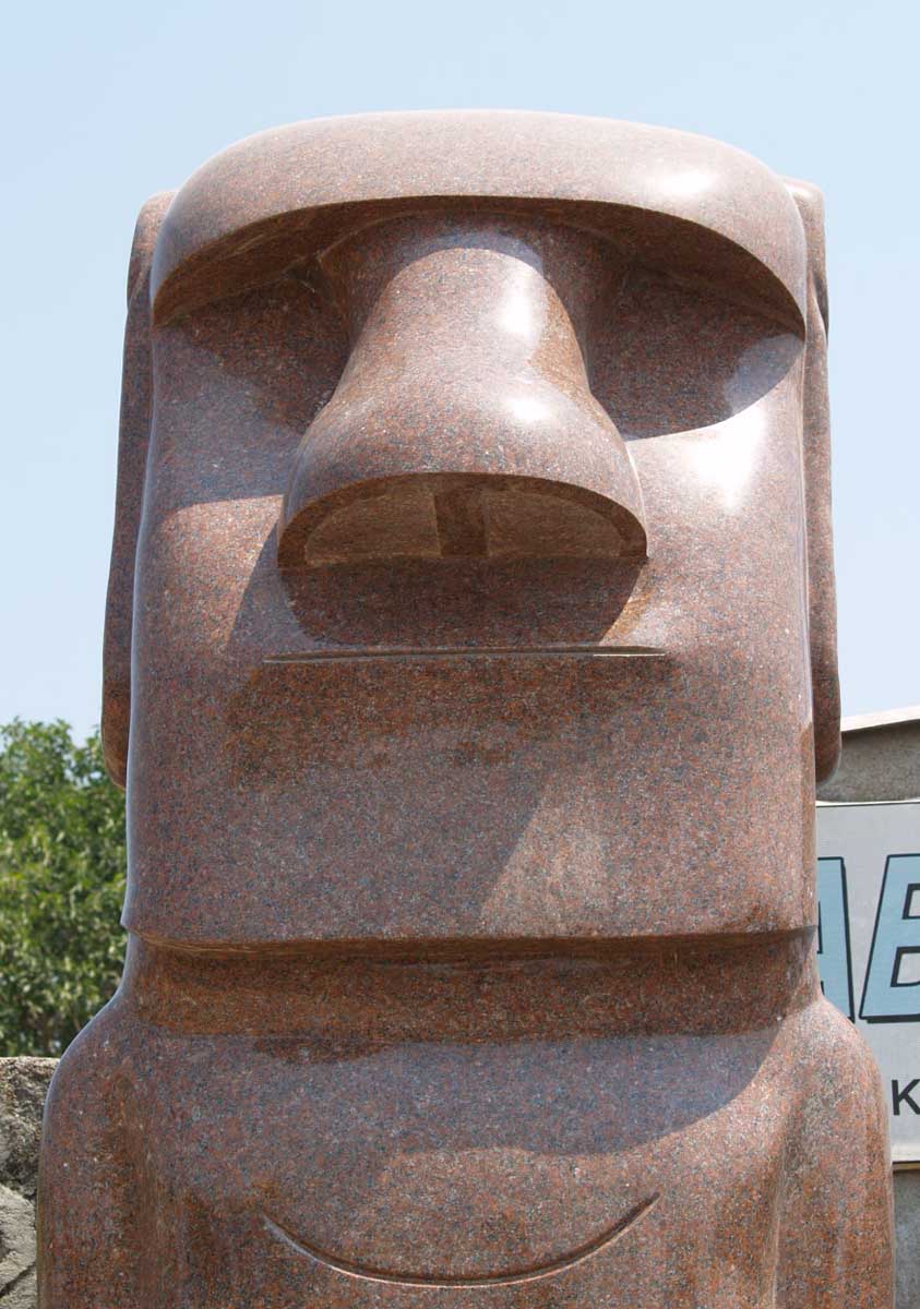 Custom Hand Carved Pink Granite Polished Moai Head Garden Outdoor Statue 90"
