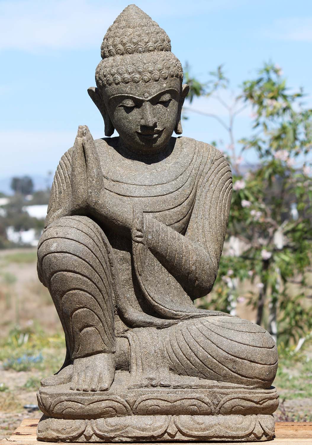 SOLD Stone Namaste Resting Buddha  Statue 36 102ls23 