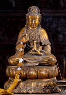China's archaize pure brass Guanyin bodhisattva small Buddha statue 